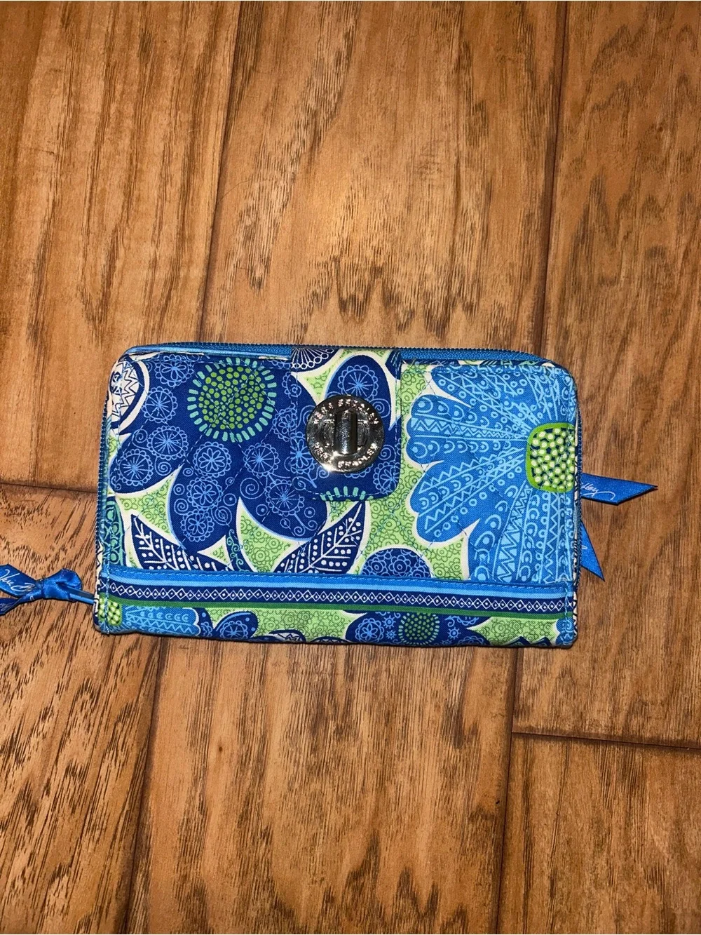 Vera Bradley Blue & Green Floral Zip Wallet - Picture 2 of 5